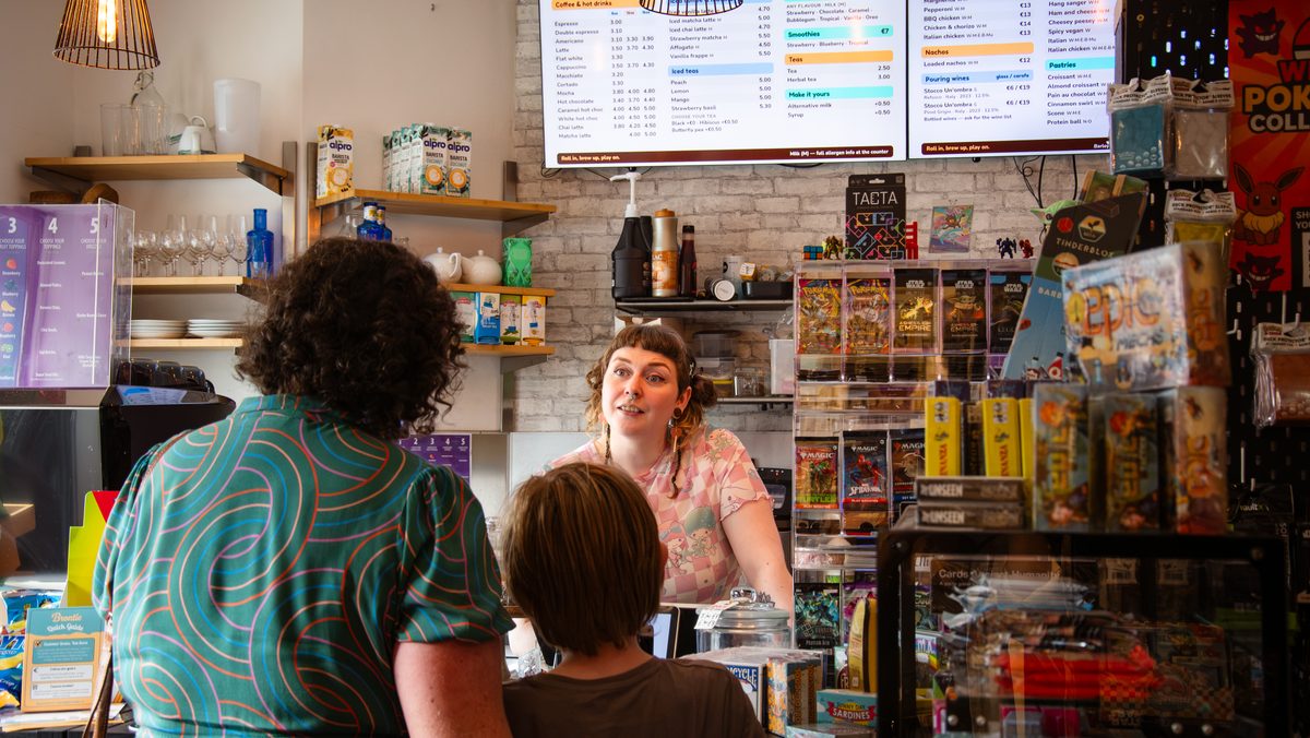 Ordering at the Board & Brewed counter